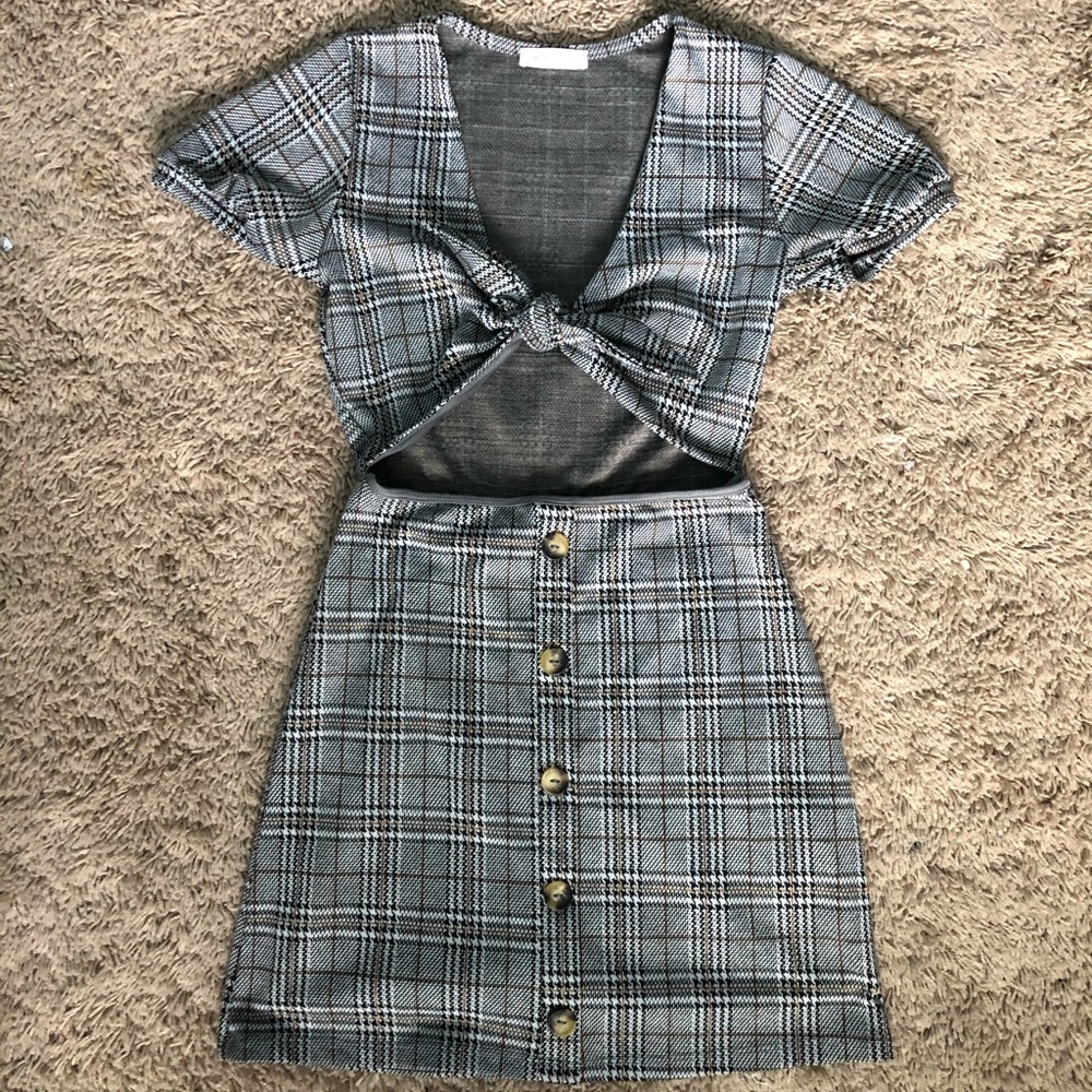 Plaid Cut Out Dress